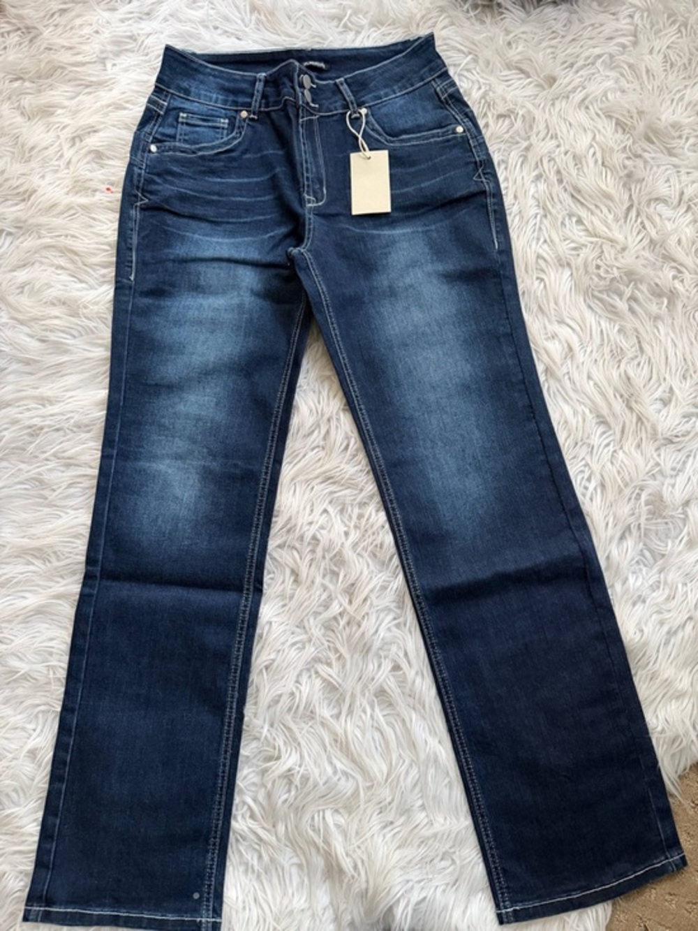 Flamingals straight leg stretchy denim jeans size L FG13-8